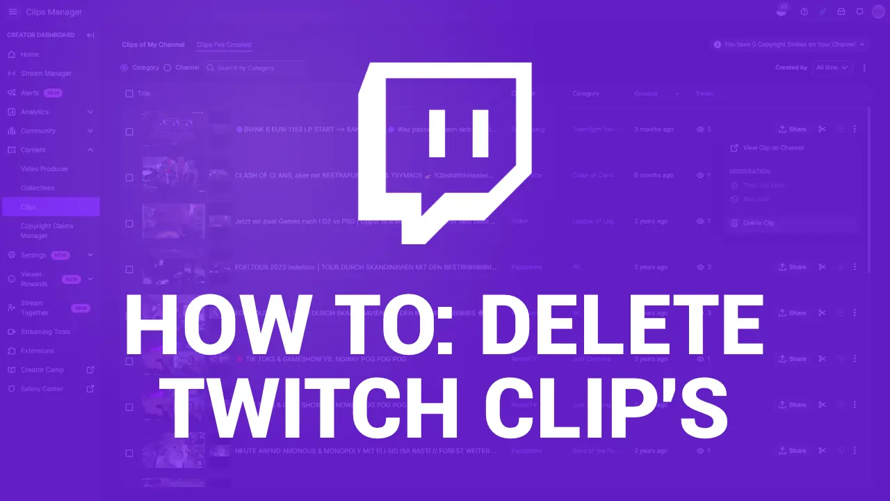 How to delete clips from Twitch