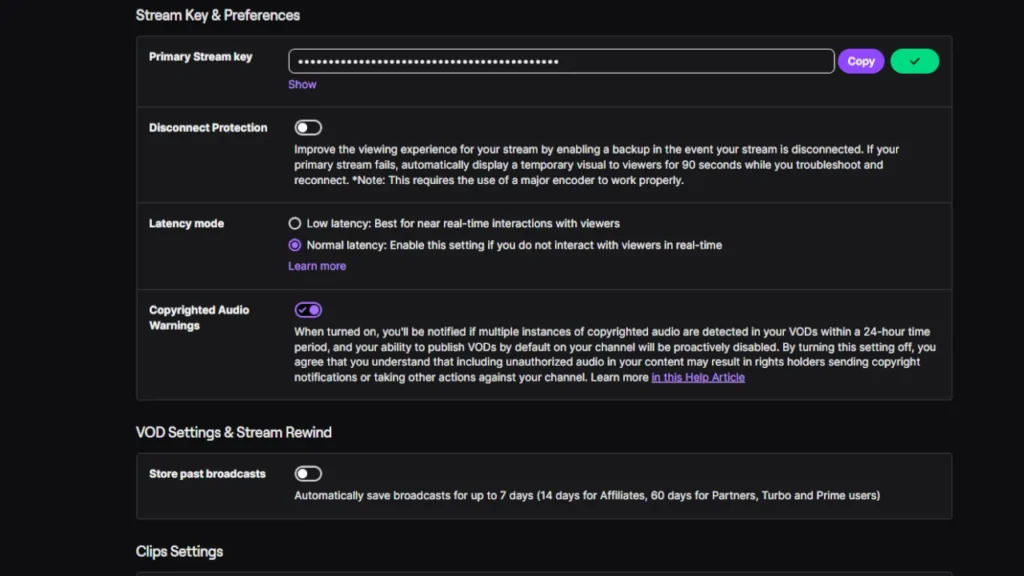 screenshot reset stream key